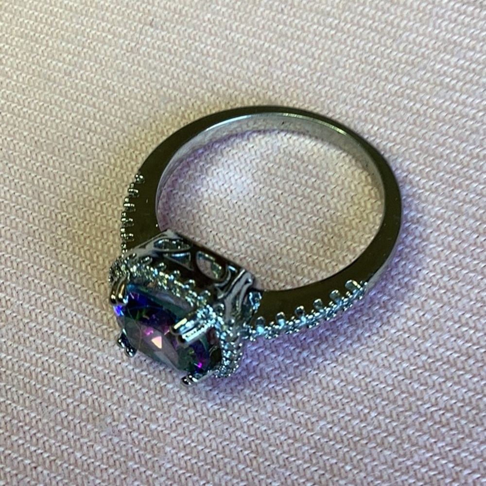 FINAL SALE PRICE Marked 925 Silver Mystic & White Topaz Ring - Picture 8 of 8